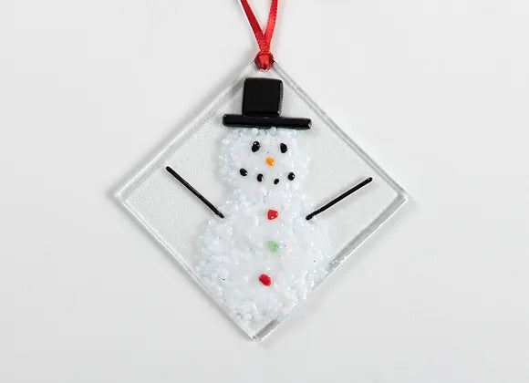 Fused Glass 3" Snowman
