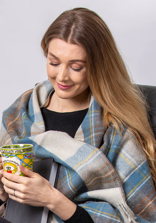 Stewart Muted Blue Tartan Blanket