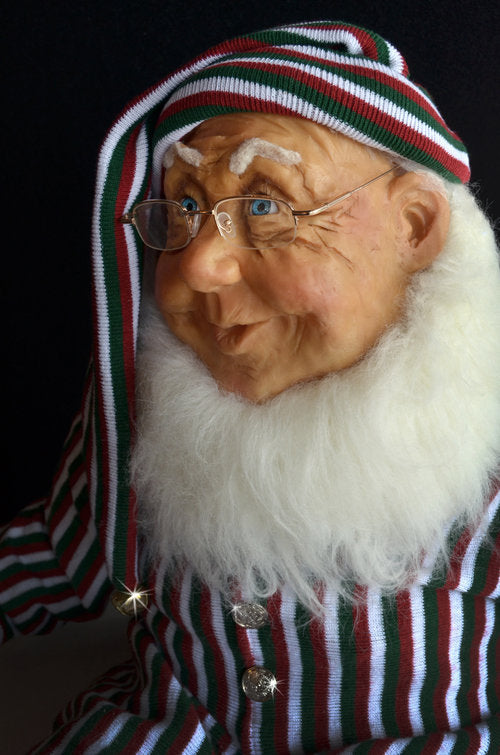 Jacqueline Kent- 36 Inch Candy Cane Collection Sitting Elf with Burgundy Suit