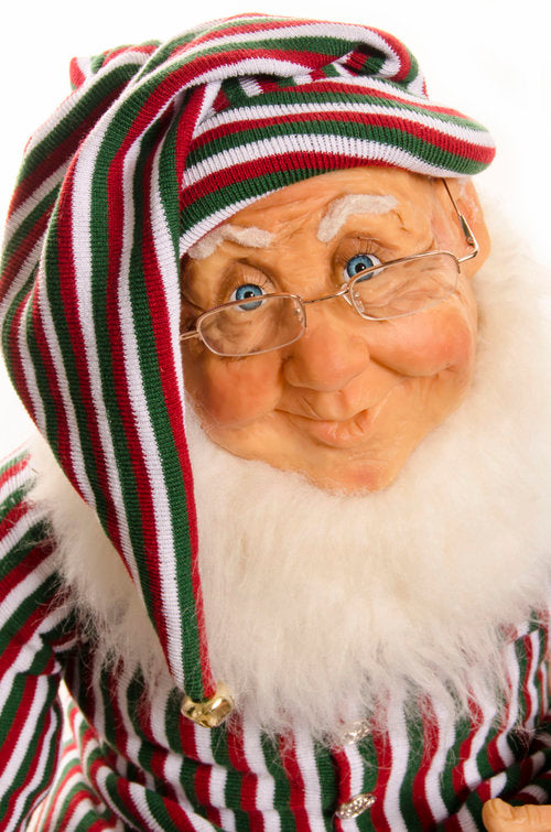 Jacqueline Kent- 36 Inch Candy Cane Collection Sitting Elf with Burgundy Suit