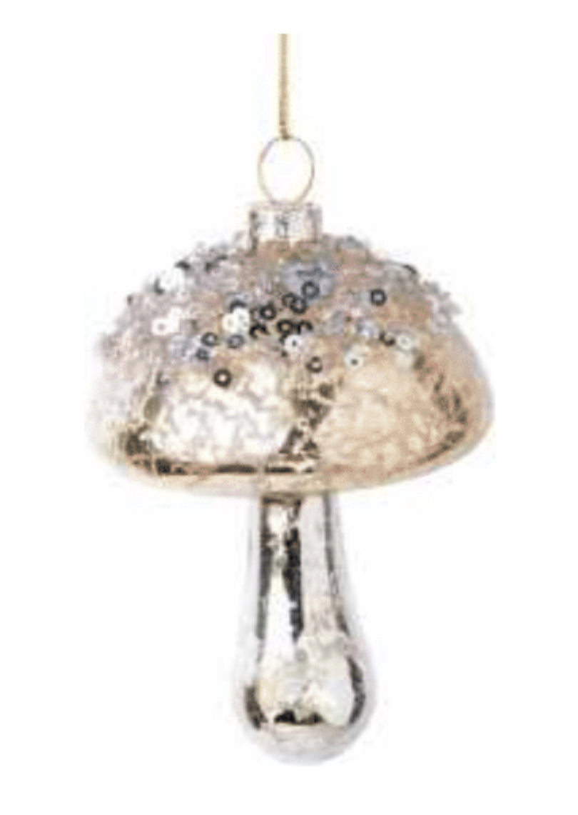 Blown glass mushroom ornament