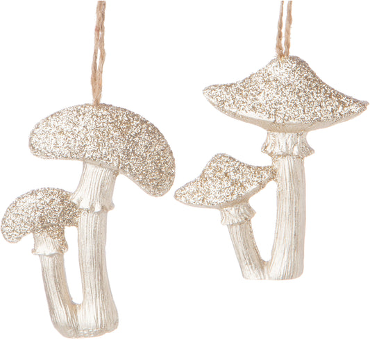 2 champagne mushrooms with glitter tops