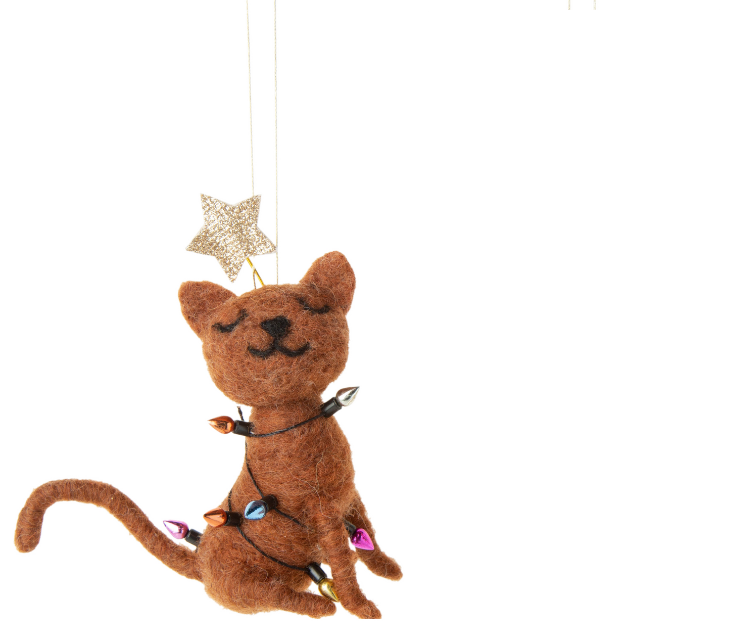 2 felted Christmas cat ornaments