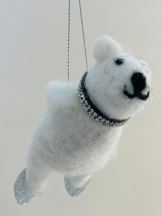 Felted Polar Bear tree ornament