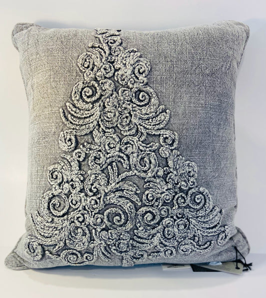 Grey Pillow with Tree