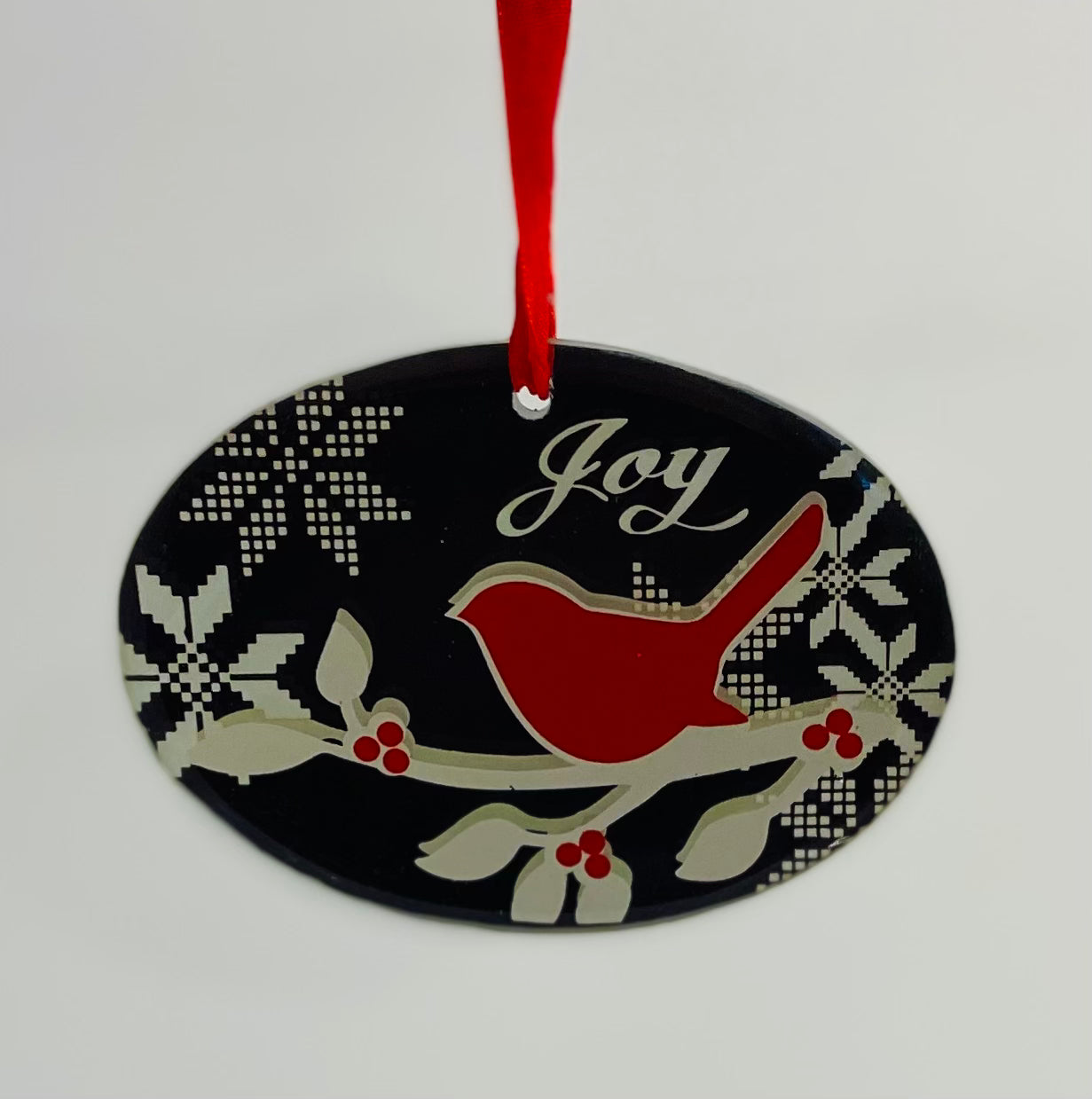 Joy Ornament with Cardinal