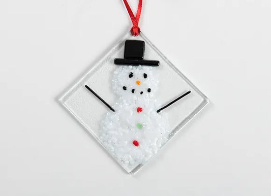 Fused Glass 3" Snowman