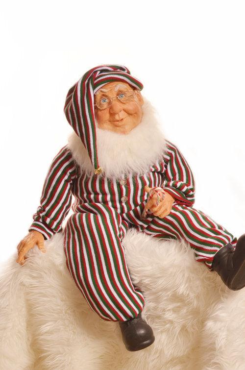 Jacqueline Kent- 36 Inch Candy Cane Collection Sitting Elf with Burgundy Suit
